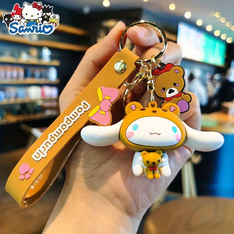 7pcs Cute Cartoon Keychains From Sanrio, Suitable For Bag And Car Key Decoration Gifts, Lucky Pendant For The First Day Of School, Decorative Sanrio Accessories, Halloween, Christmas Gifts