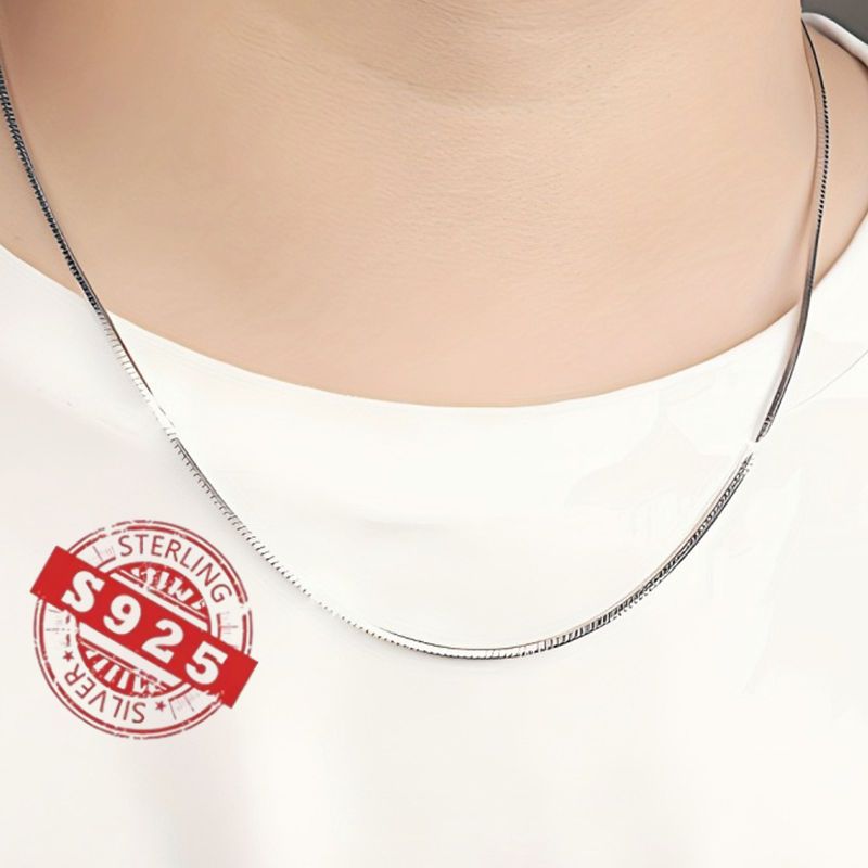 925 Sterling Silver Snake Bone Necklace, Hip-Hop Korean Style, Non-Plated Solid Chain for Parties and Music Festivals, Women'S Minimalist Jewelry Gift - 5pcs Set