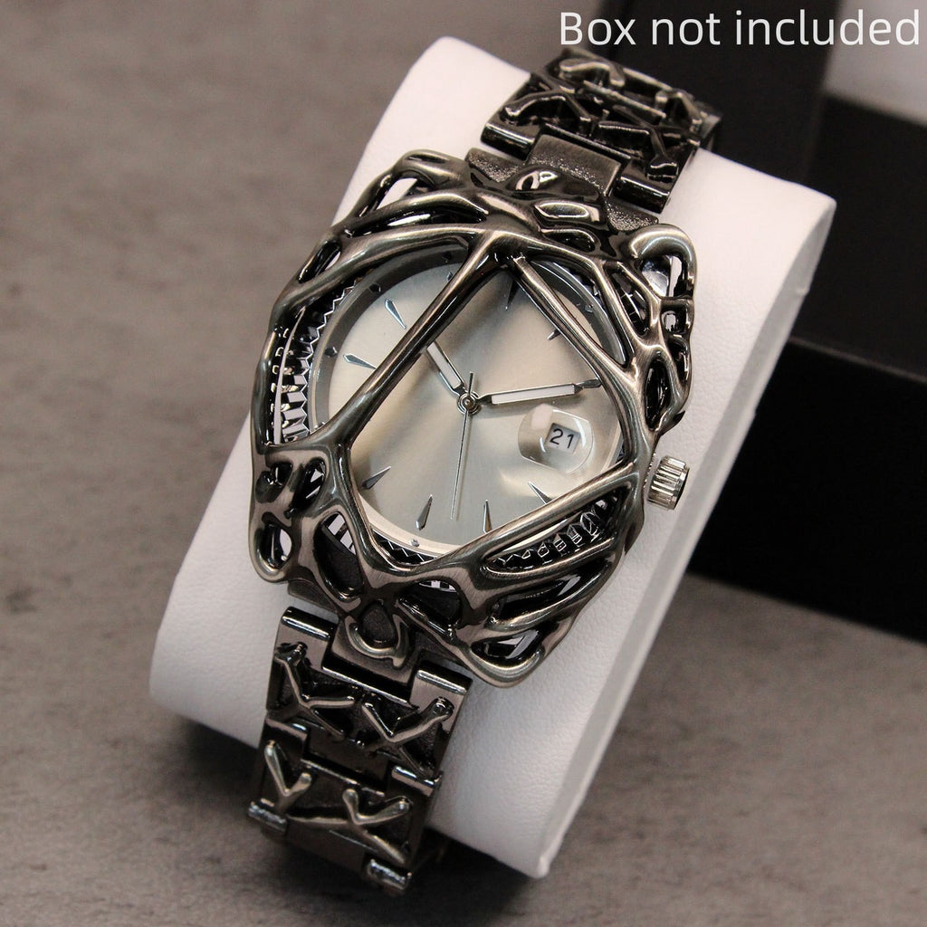 Y2K Men'S Punk Style Spider Web Design Watch, Unique Stylish Quartz Wristwatch