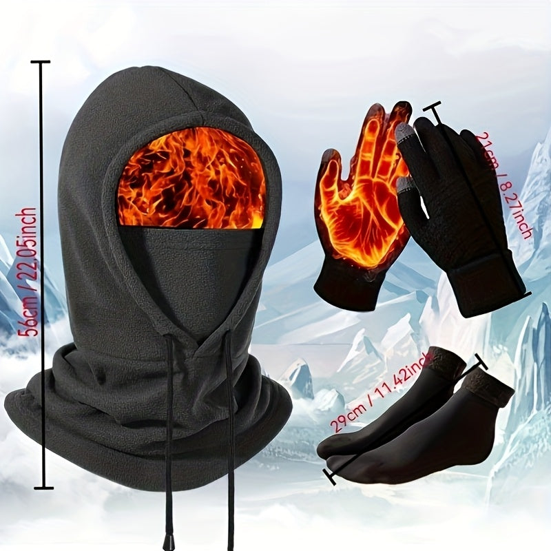 A complete set of winter hats, headwear, scarves, gloves and thermal socks | Outdoor skiing / cycling / daily commuting | Outdoor enthusiasts | Hat category | Winter warm headgear, outdoor windproof hats, full-face cold-proof hats