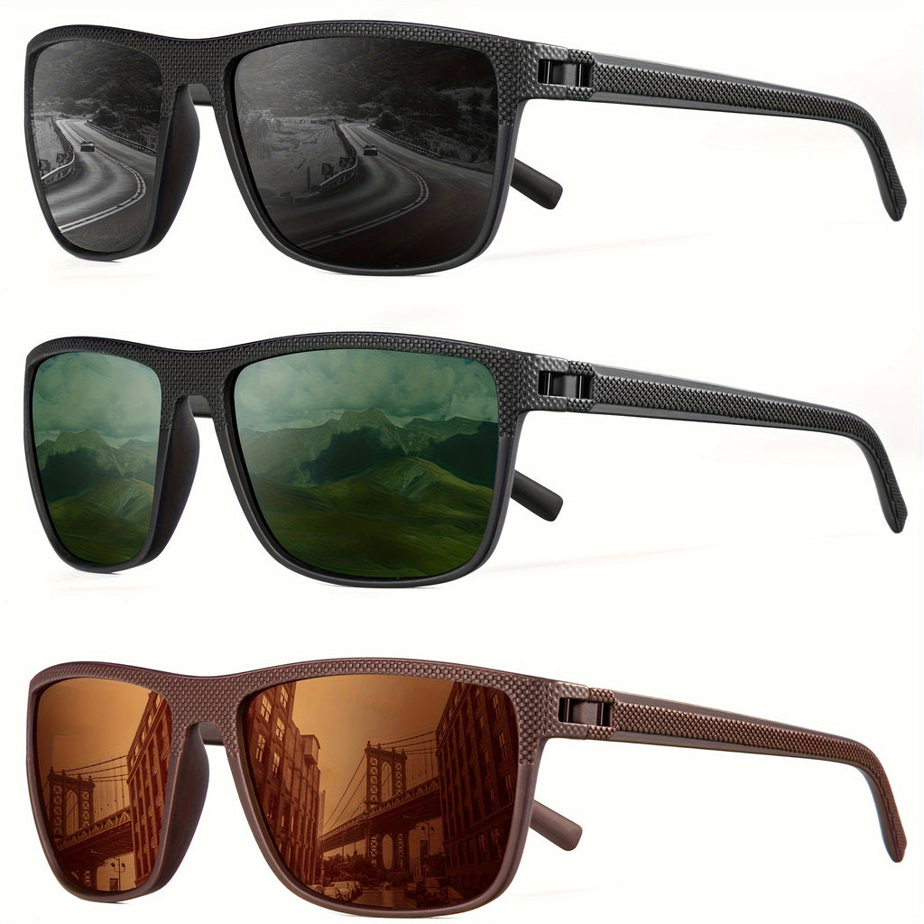 [3 PACK] Polarized Men's And Women's Fashion Glasses, Lightweight Classic Square Men's Sports Fashion Glasses Daily Sports Accessories Suitable for Golf Running Fishing Birthday Gift Holiday Preferences