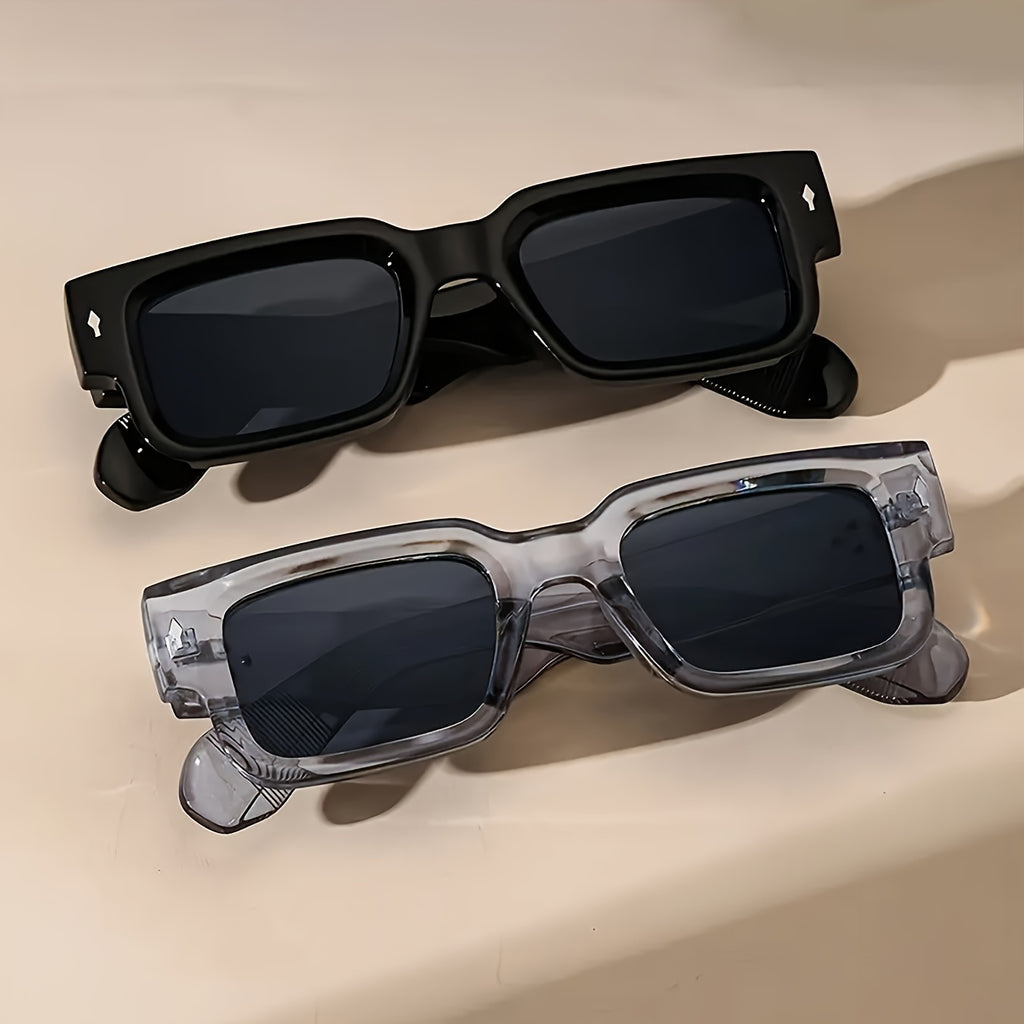 2-Pack Chunky Square Retro Fashion Glasses | Bold Frame for Nightlife Events