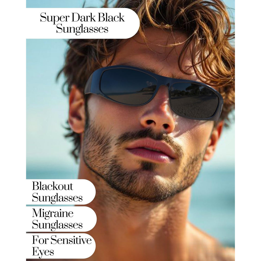 Super Dark Polarized Black | Wrap Around Style Lightweight