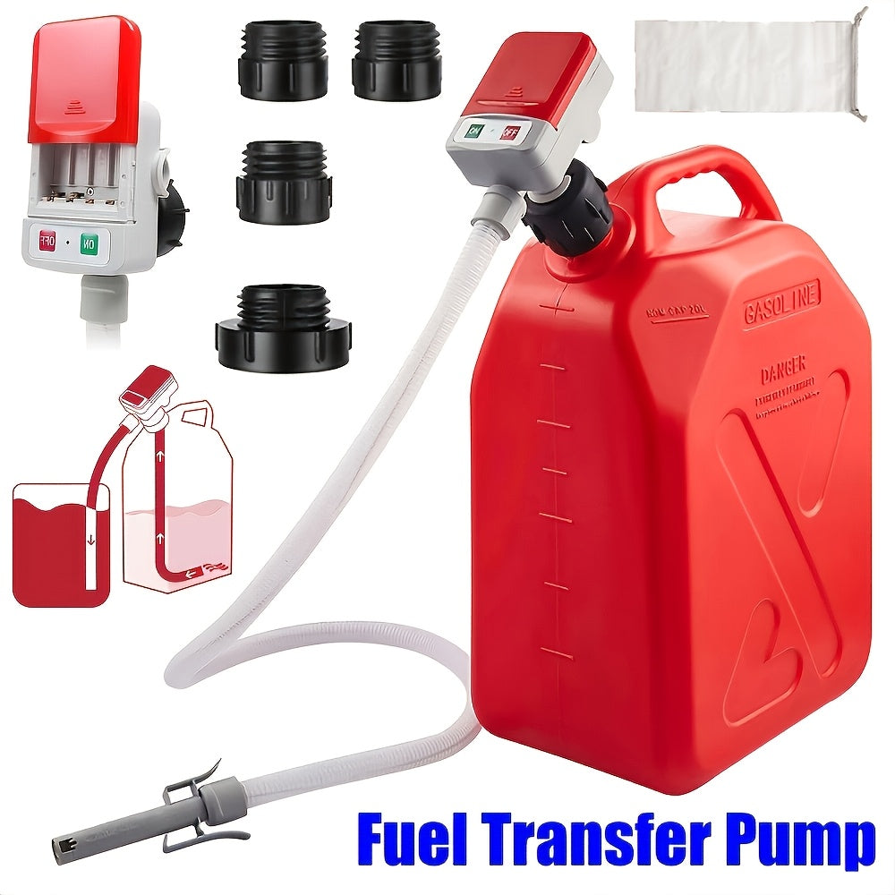 [Portable Gas Can Pump] Automatic Fuel Transfer Pump With Auto-Stop, 51'' Extra Long Hose, 3.2 Gallon Per Min, Battery Or USB Powered, 4 Can Adapters, Fast And Safe Portable Gas Can Pump For Oil, Diesel, Gasoline