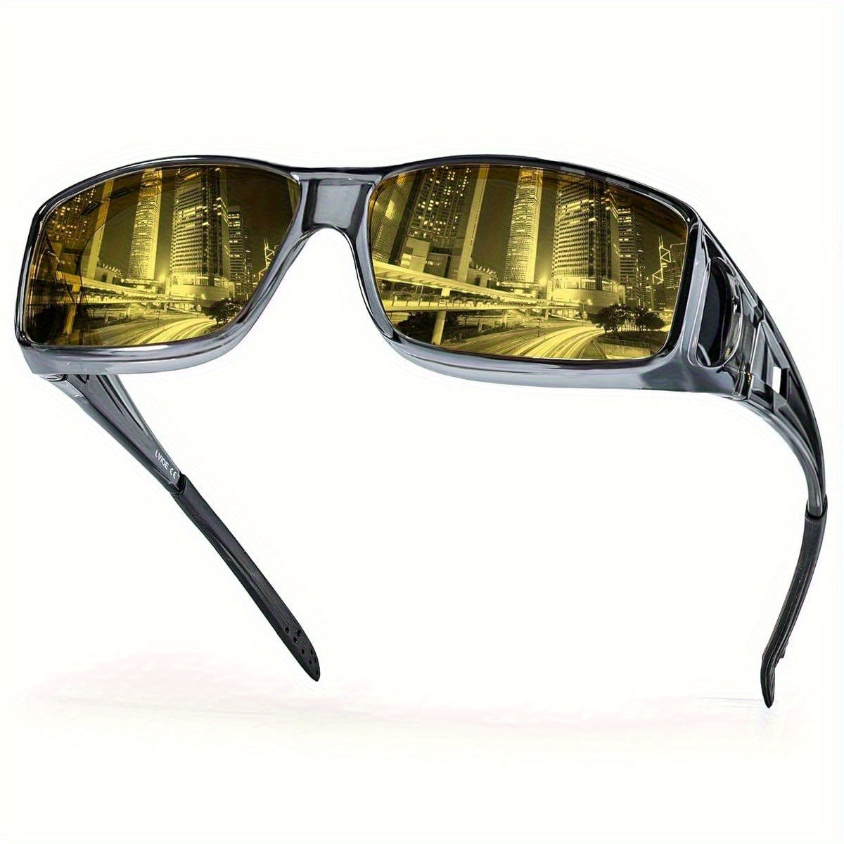 Night Vision Driving Glasses Fit Over Glasses for Men Women, Anti Glare Yellow Nighttime Glasses