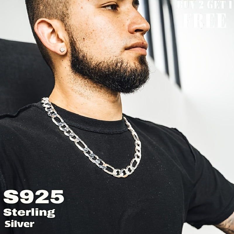 925 Sterling Silver Coarse Figaro Necklace, Retro Minimalist Design, Men'S Necklaces, Women'S Necklaces, Men'S Jewelry, Women'S Jewelry, Fashionable Jewelry Gifts, With Gift Box, Buy 2 Get 1 Free, Total Weight Of The Product(6.25g)