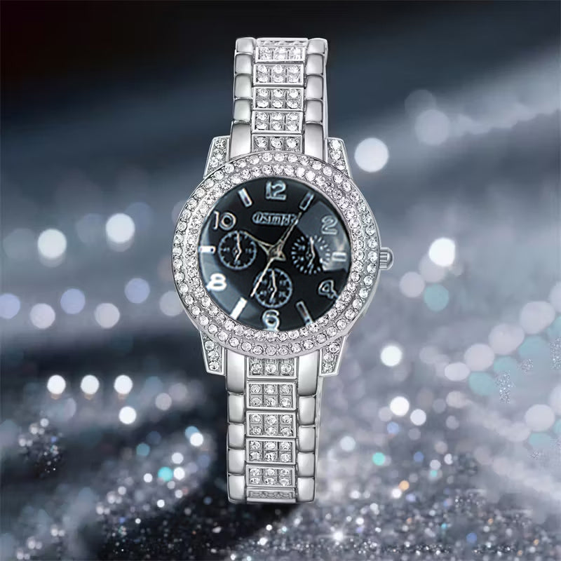 6pcs/set Watches for Women, Luxury Jewelry Set with 5pcs - Bracelet, Necklace, Earrings, Ring Jewelry for Women Set, Elegant Womens Watches, Valentine's Day Birthday Gifts for Women, Reloj De Mujer, Watches for Women, No Boxes.