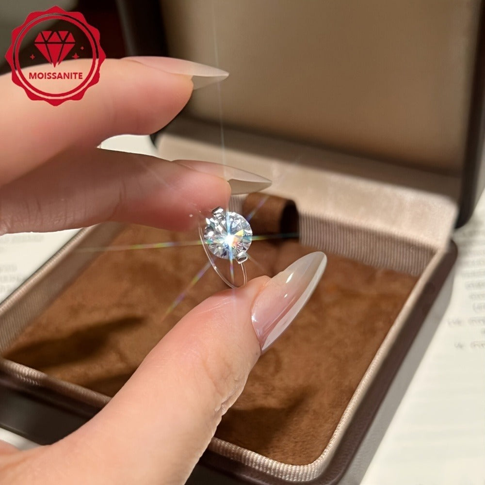 925 Silver Moissanite Fishing Line Ring, Minimalist Large Stone Versatile Niche Design Band Jewelry, Invisible Transparent, Perfect for Music Festivals Vacation Occasions And Holiday Gifts, Cute & Luxurious Style