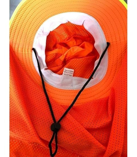 Men High Visibility Reflective Sun Hat with Neck Flap Wide Brim Boonie Hat Bucket Cap