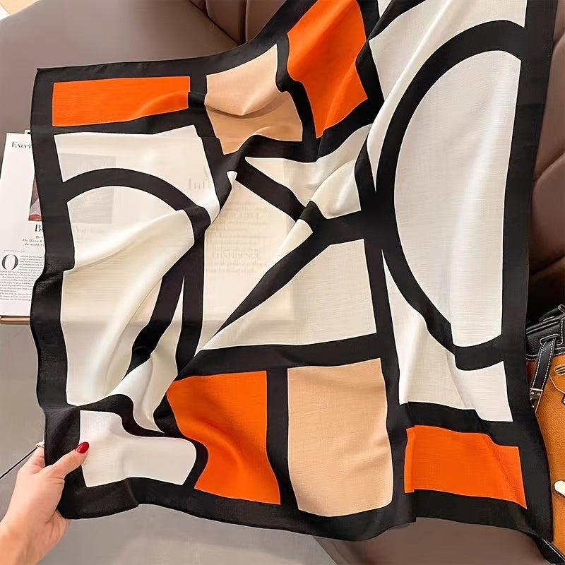 Stylish Women'S Color Block Scarf - Soft And Breathable Viscose Shawl with And Windproof Features, Ideal for Casual Outings And Travel, Featuring a Chic Geometric Design, Easy to Hand-Wash