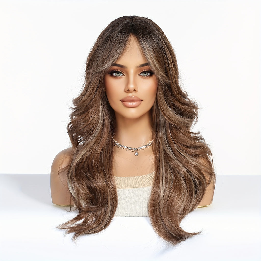Brown Dyed Layered Long Curly Hair For Spring And Summer, New Women'S Wigs Butterfly Bangs Wedding Season Music Festival Women'S Gifts Valentine'S Day Fashion Daily Fashion Party