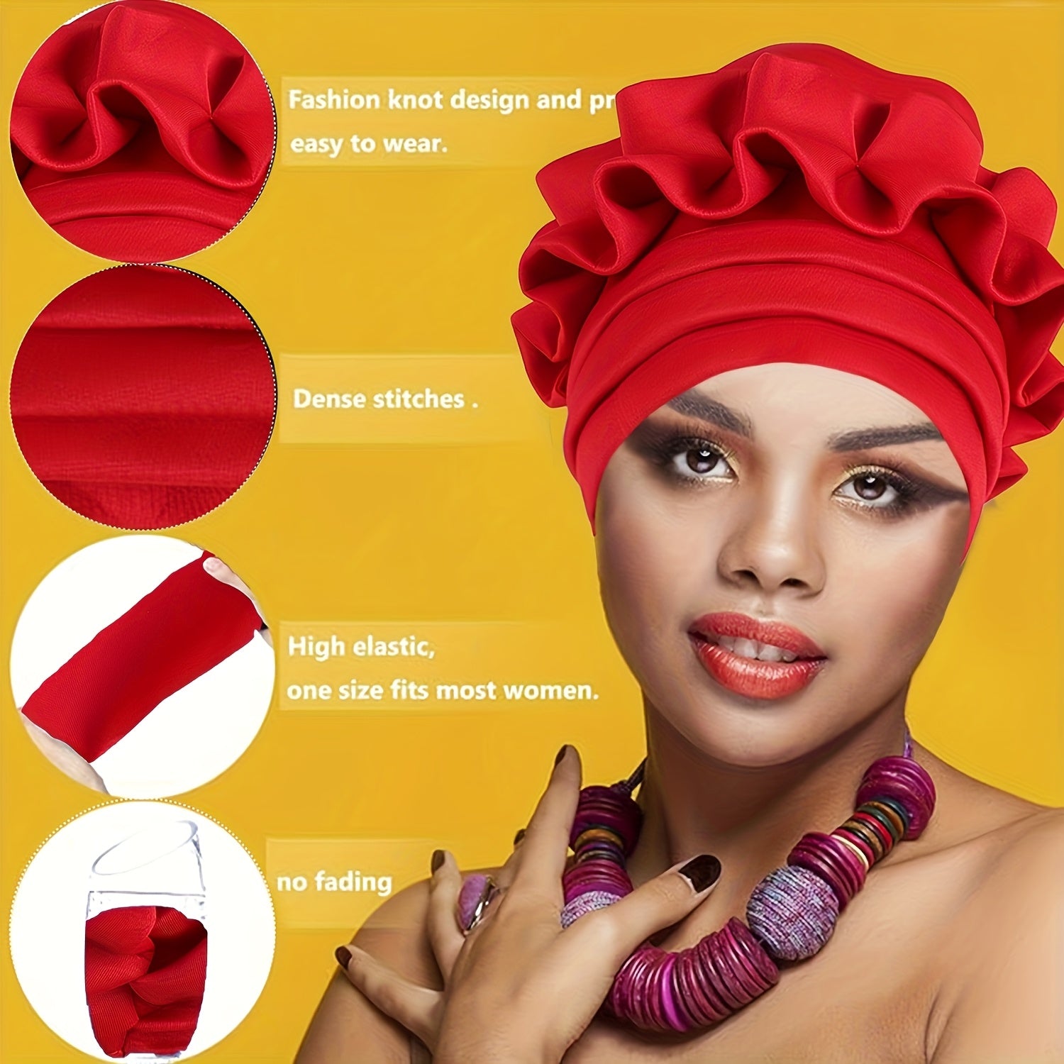 4-Pcs Women's Fashion Turban Headwraps • Creative Elegant Design • Versatile Indoor/Outdoor Use • Multi-Color Options
