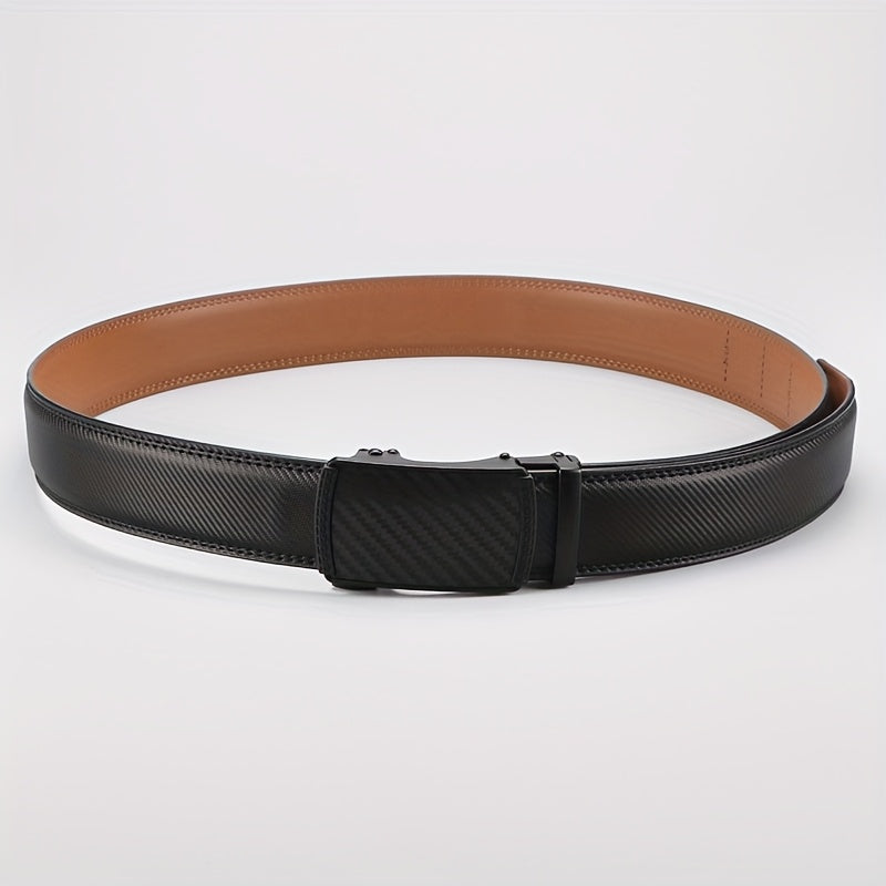 Elegant Men's Genuine Leather Belt with American Flag Automatic Buckle - Sleek Black and Brown Ratchet Design, Alloy Clasp, Perfect for Formal and Casual Wear