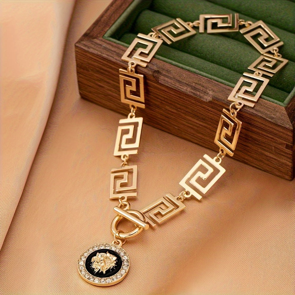 Golden Bohemian Lion Head Pendant Stainless Steel Ankle Chain, Paired with Black - Women's Fashion Casual Wear, Stainless Steel Chain, with a Gift Bag