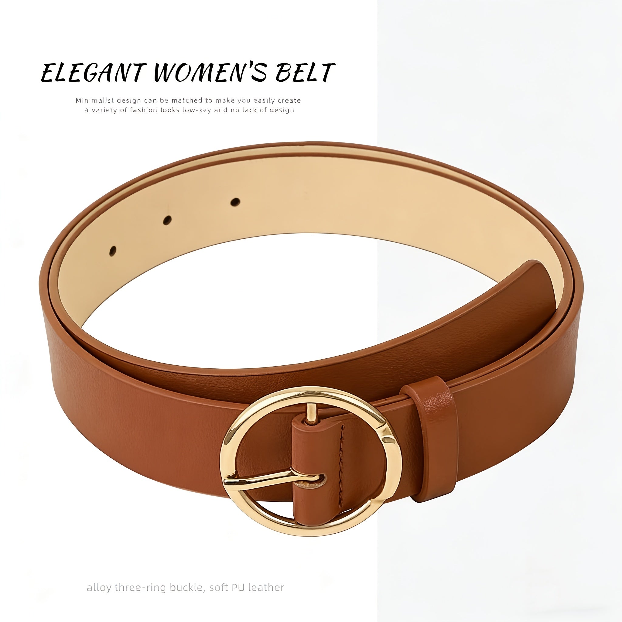 4pcs Set - Women's Fashion Belt, Retro Appearance with Elegant Golden Metal Buckle, Adjustable Design Suitable for Daily Casual Clothing Such As Jeans And Skirts