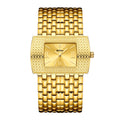 YaLaLuSi Luxury Golden-Tone Rectangular Analog Watch with Roman Numerals, Zinc Alloy Band & Case, Quartz Movement, Includes Elegant Gift Box and Band Adjuster - Ideal for Business and Party Wear