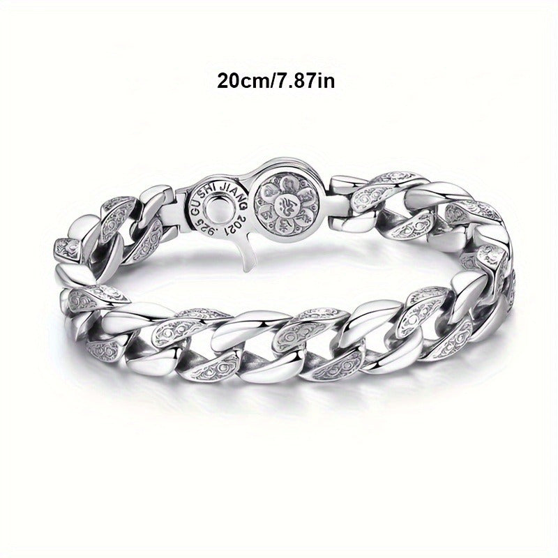 925 [Sterling Silver Bracelet] Sterling Silver Men'S Fashion Bracelet - Perfect for Daily Additions, Gifts for Family And Friends