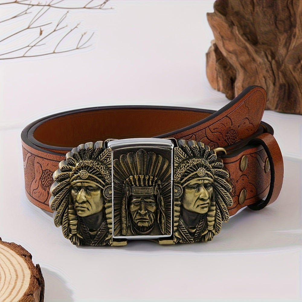 2026New Printed Detachable Lighter Belt, A Novel Accessory Belt with A Retro Western Cowboy Style. It Features A Fashionable Lighter And Is Recommended As A Gift for Family And Friends.