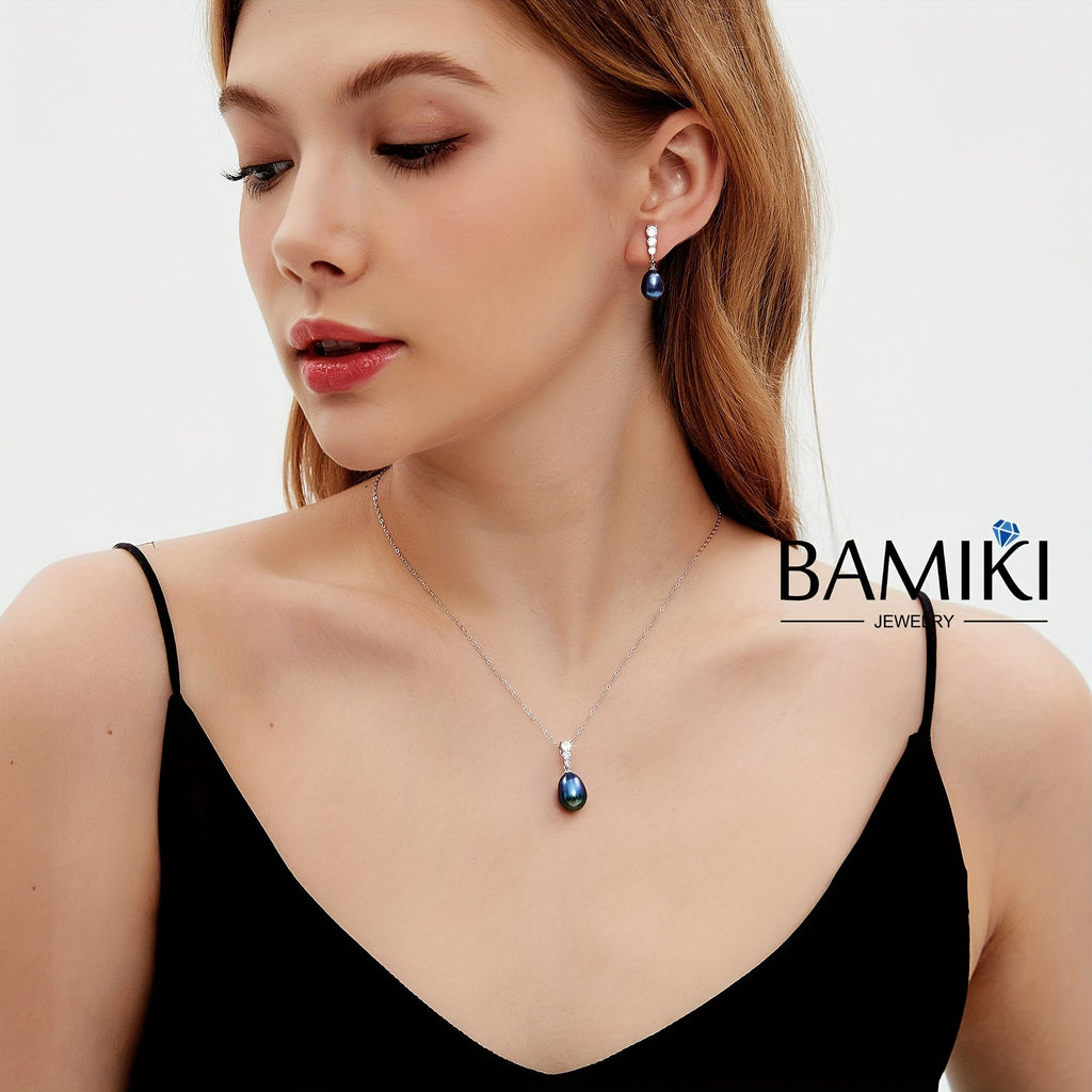 S925 Silver 3.4G, Total Product Weight (8.97G). Sea Salt Cultured Pearl/ Freshwater White Pearl Set Pendant, Pearls 9-10MM