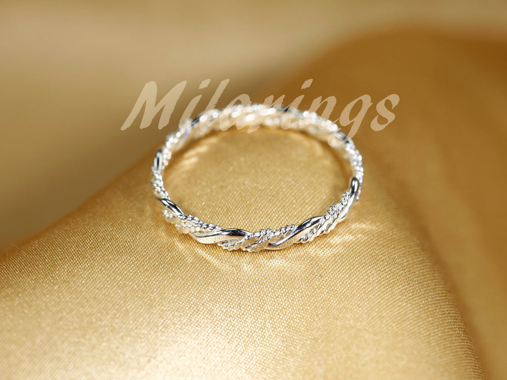 MILARINGS-Twist6- Handmade 925 Sterling Unique Twist Style Texture Ring 2.3mm Width, Handmade 925 Sterling Silver Stackable Ring, Can be Worn Everyday Without Taking Off, Available in U.S. Standard Sizes.
