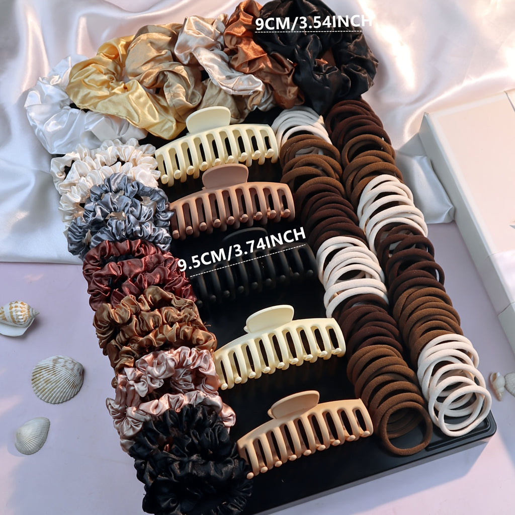 A New Set of Women's Hair Accessories, Including Seamless Ponytail Clips, Various Hair Clips, Hair Loops and Headbands, Is Very Suitable for Holiday Parties.