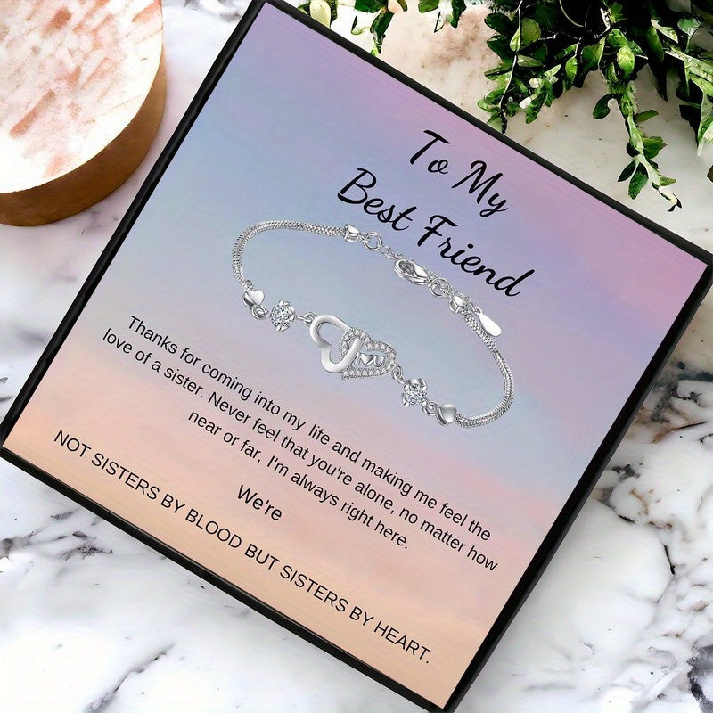925A Boho Y2K-Style Titanium Steel Heart-Shaped Bracelet with Synthetic for Best Friends - An Casual Attire for All Seasons, Ideal for Christmas And Birthday Gifts(Only Bracelet, No Cardstock Gift Box)