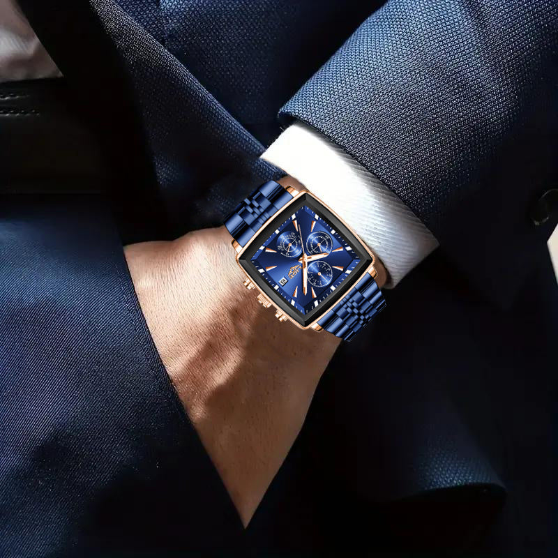 LIGE Watch Men'S Watches, Fashion Watches, Analog Watches, Youth Watches, Outdoor Sports Watches, Square Watches, Calendar Displays, Blue Watches, Black Watch, Golden Watches, Birthday Gift, Graduation Gift, Holiday Gift, Complimentary Case Opener