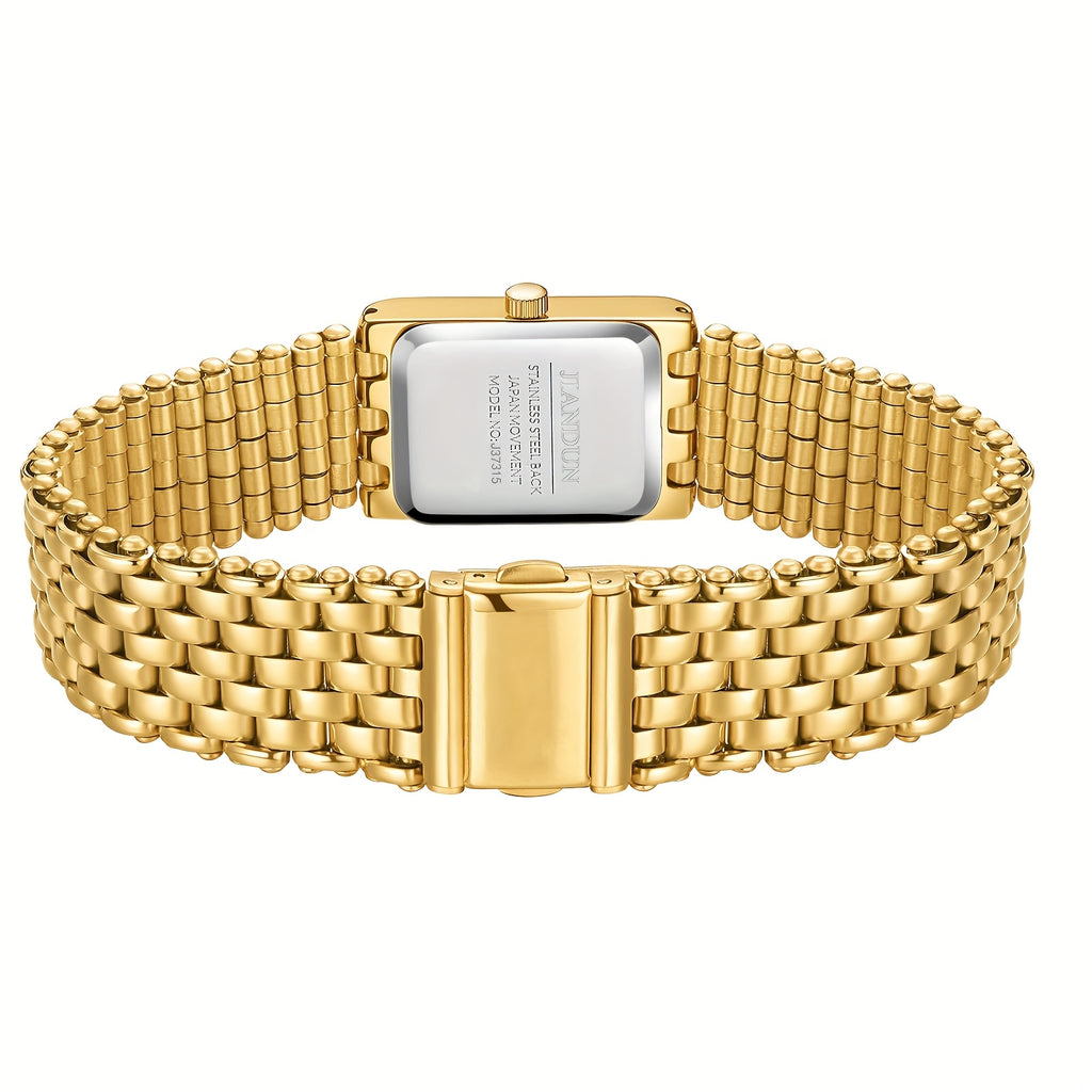 JIANDUN Small Golden Watches For Women Vintage Ladies Quartz Wrist Watches Stainless Steel Band Womens Golden Watch Luxury Bracelet Tools Included