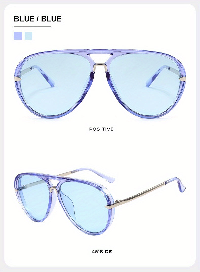 Unisex Double Bridge Sunglasses, Retro Shape Frame, Trendy And Versatile Glasses for Men And Women, Perfect for Cycling, Street Style, Party, Photography, And Everyday Fashion, Protection And Lightweight Design (Includes a Glasses Case)