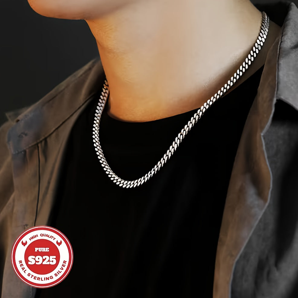 [Christmas, Halloween] S925 Sterling Silver Heavy Cuban Chain, 10mm Wide, Handcrafted Heavyweight Construction, Sturdy And Durable, Suitable for Casual Attire And Special Occasions Such As Christmas And Halloween