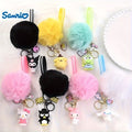 7pcs Sanrio Heltty Keychains, Soft Furball Cartoon Cute Cherry Blossom Series Keychains, Keychains, Backpack Pendants, Pendants, Car Keychains, Small Accessories Suitable For Women To Wear When Going Out, Halloween And Christmas Gifts