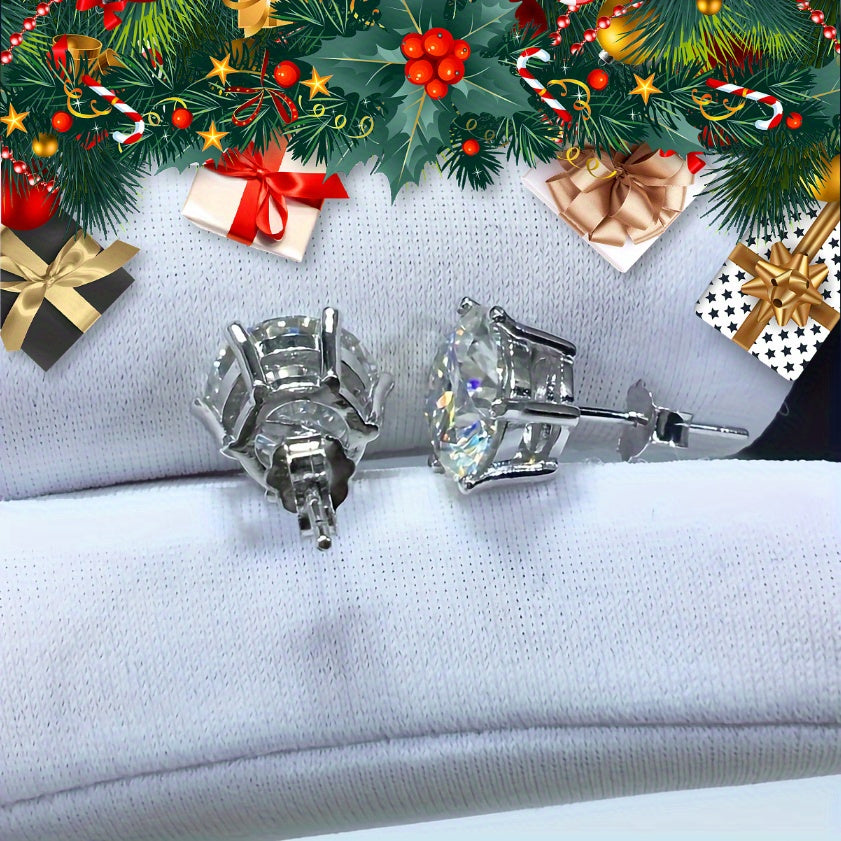 [Christmas Gifts] 0.5-3 Ct Moissanite Stud Earrings, 925 Sterling Silver, High Quality Christmas Gifts, Total Weight of The Product (1.39G)