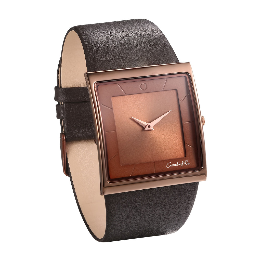 [Genuine Leather] Genuine Leather | Square Bar Scale Dial Men's Watch Strap