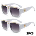 2 Pairs Of Men's Cyberpunk Square Fashion Glasses - Black Golden Metal Decoration, Lightweight Daily Wear Lenses, Street Trend Gifts, Luxury Polished Accessories, Fashion Glasses, Durable Daily Glasses