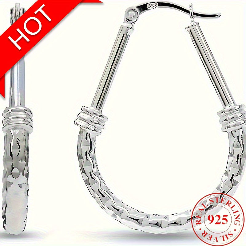 [Engagement Wedding Gift] A Pair of S925 Silver Hoop Earrings, Italian Classic Design Earrings, Suitable for Daily Wear - an Engagement and Wedding Confession Gift for Your Wife or Girlfriend