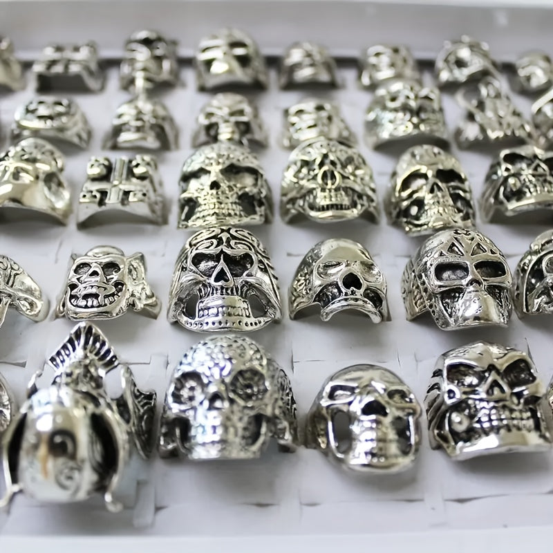 Fashion Punk Style Spider Skull Poker Design Ring Set Perfect for Men's Everyday Streetwear, Music Festivals, Halloween, And Christmas Gifts (Random Selection Of 20pcs)