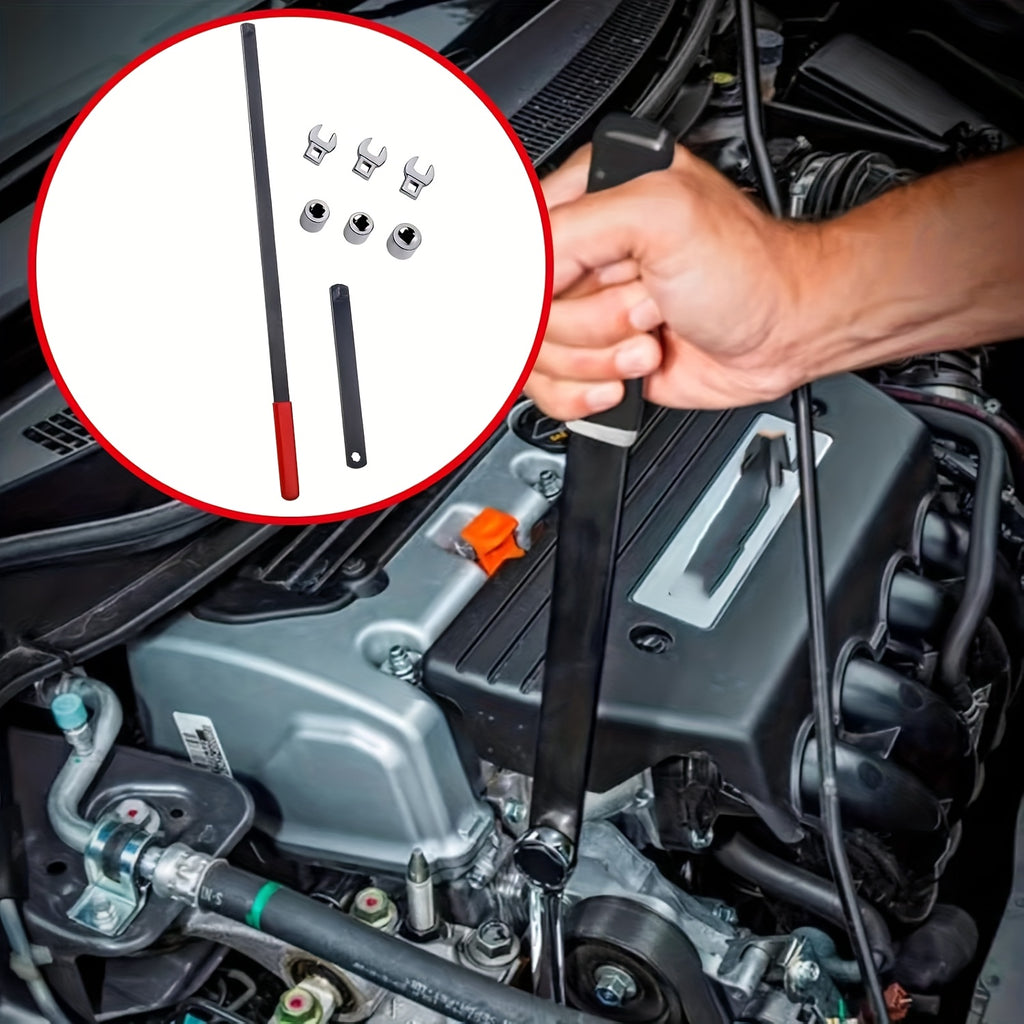 8pcs Professional Automotive Serpentine Belt Tool Set, Universal 3/8" 1/2" Drive Serpentine Belt Adjust Tightener Wrench Tool Set, Idler Pulley Adjuster Wrench, Easy To Install, Automotive Belt Removal And Installation Kit For Car Engine Repair