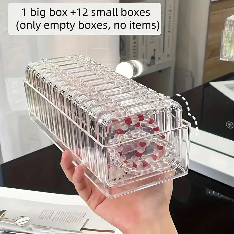 [Jewelry Storage Box] 13pcs Transparent Jewelry Storage Box, Stackable Container for Bracelets, Necklaces, and Dressing Table Accessories, Jewelry Bracelet Jewelry Storage Box Set, Dust-Proof Desktop Display Box