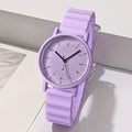 Cute Macaron Color Quartz Watch Casual Round Pointer Analog Fashion Silicone Wrist Watch for Daily Use, Unique New Year Christmas Birthday Gifts
