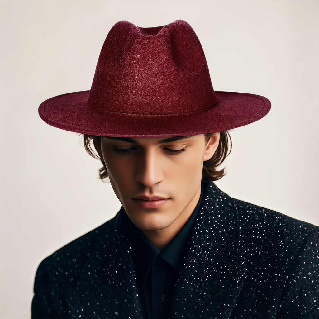 Men's Women's Two Tone Wide Brim Fedora Hat Trilby Panama Jazz Cap
