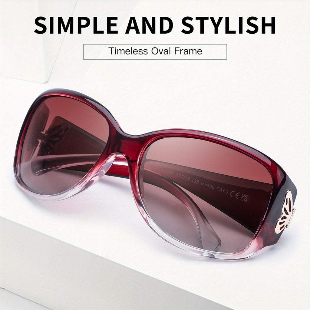 [2pcs] Women'S Polarized Sunglasses with Wrap-Around Butterfly Heart Design, Trendy Jackie-O Style for UV400 Protection