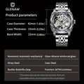 GLENAW Carved Automatic Watches for Men, Retro Tattoo Skeleton Self-Winding Mechanical Watch Men's Automatic - 3 ATM Waterproof, Luminous Hands, Skeleton Dial, Ideal for Everyday Wear and Formal Occasions