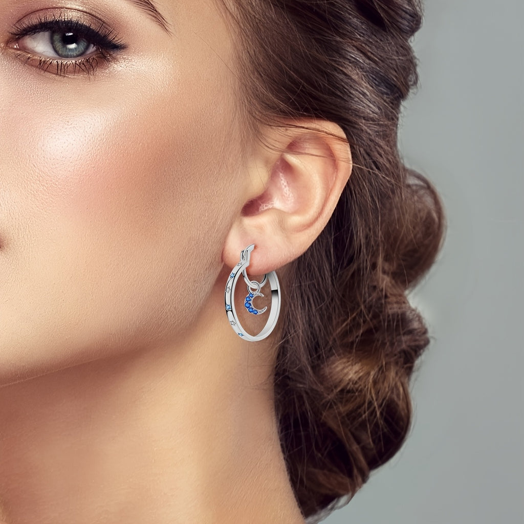 A Set of Large Hypoallergenic Hoop Earrings for Women, Crafted from 925 Silver, Featuring a Unique Sun And Design