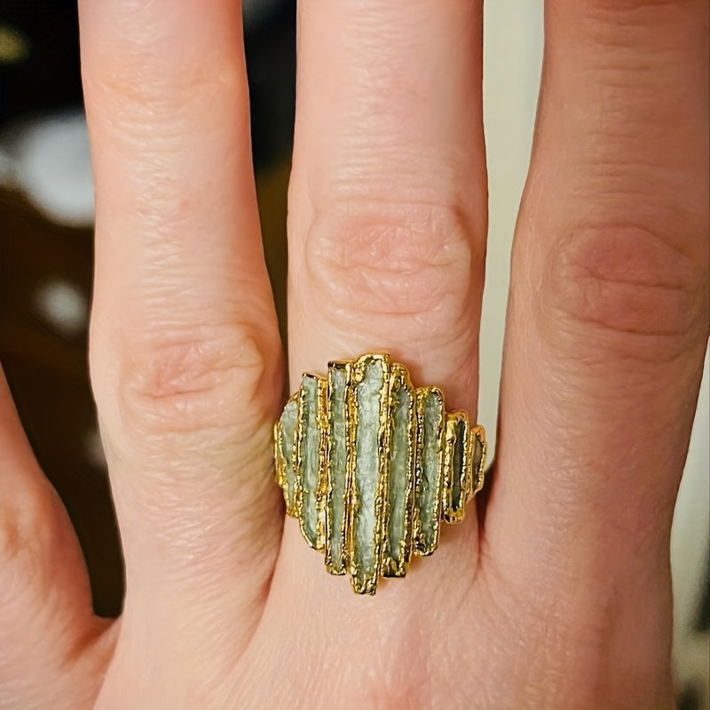 A Beautiful Bohemian-Style Women'S Ring, with Its Exquisite Metal Edge Inlay And Ingenious Integration, Is Suitable for Those Who Pursue Uniqueness And Love Natural Style Additions. It Is The Perfect Valentine'S Day And Festival Gift
