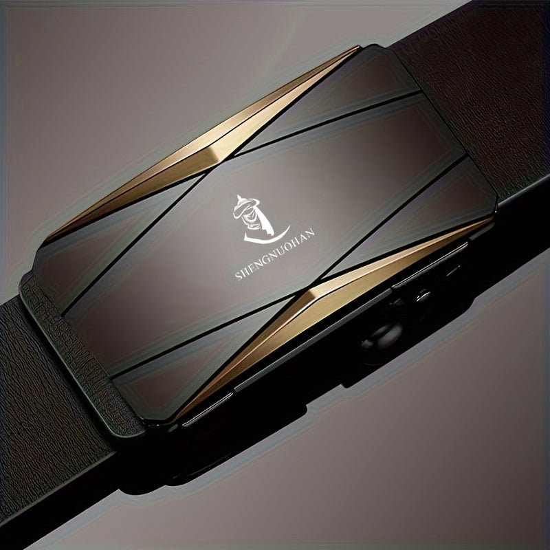 Business Men's Genuine Leather Cowhide Belt With Automatic Buckle - For Formal Occasions -  Suitable for Men -  Durable & Stylish - Perfect Gift for Father's Day