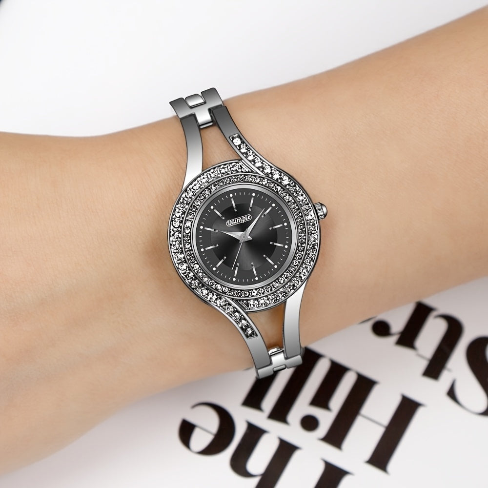 2pcs Women's Elegant Retro Watch Set - Luxury Heart Chain Quartz Watch with Rectangular Dial & Stainless, Court Style Analog Wristwatches for Easter, Wedding, or Casual Attire - Classic Timepiece Gift