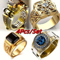 4pcs Set of Luxurious And Elegant Men'S Noble Gentleman Rings, Boyfriend'S Birthday Gift, Engagement Jewelry