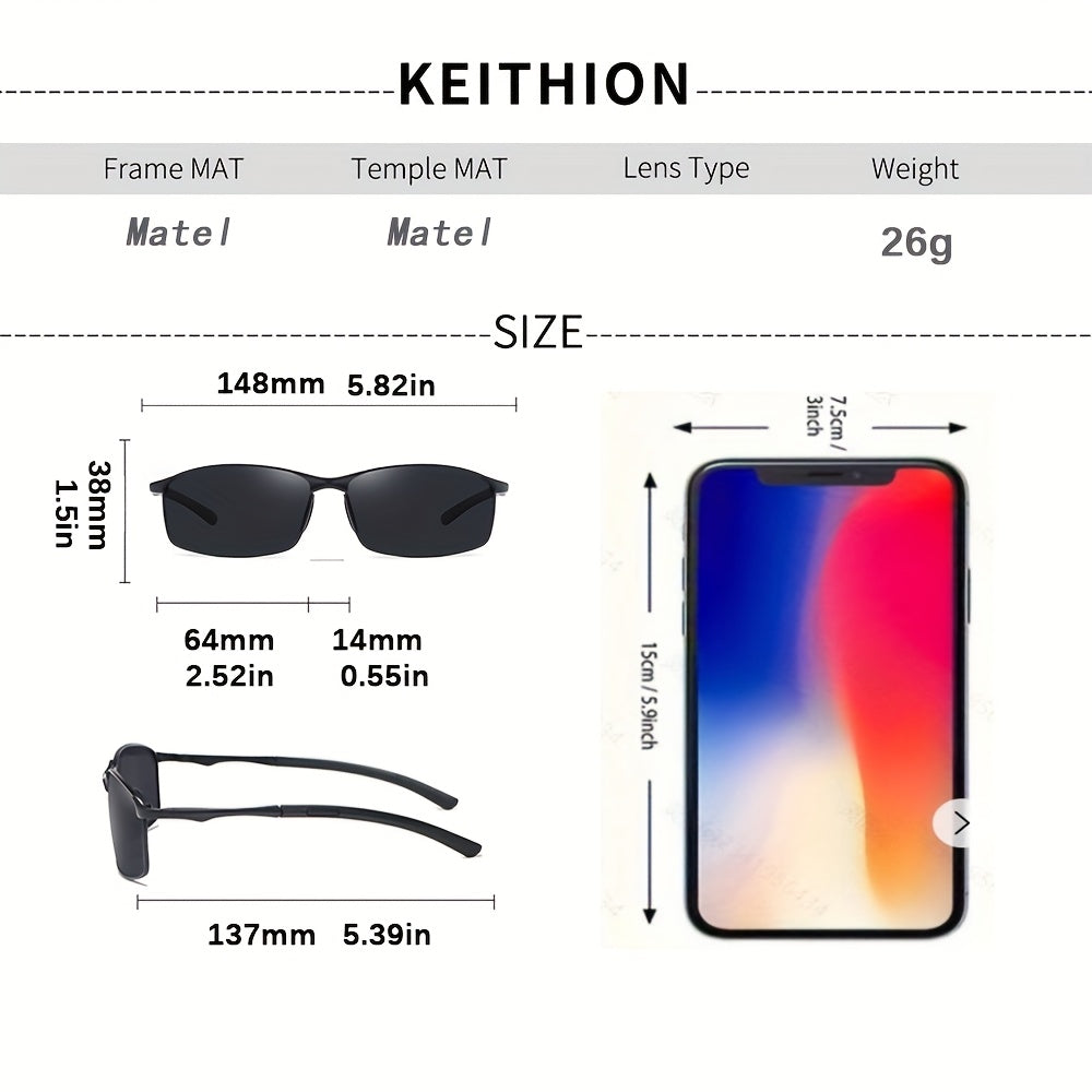 Men'S Sports Polarized Sunglasses - Metal Frame with UV400 for Driving, Premium Gift Packaging