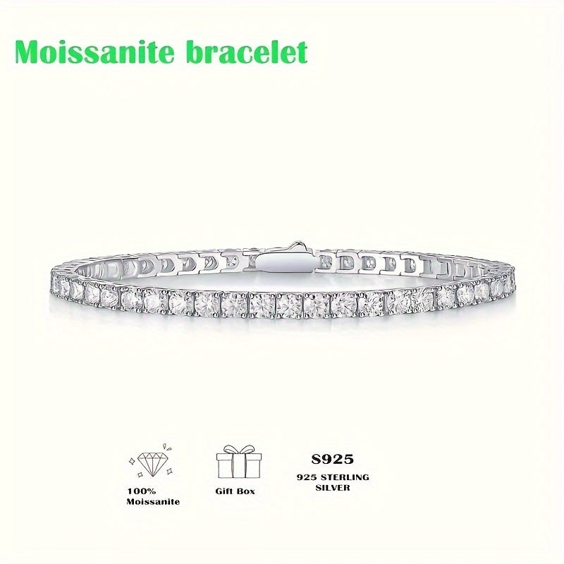 S925 Silver Moissanite Tennis Bracelet, High Jewelry Gift for Banquet Party Dinner, Hip Hop, Couple Style, Luxury, Wedding, Anniversary, Birthday