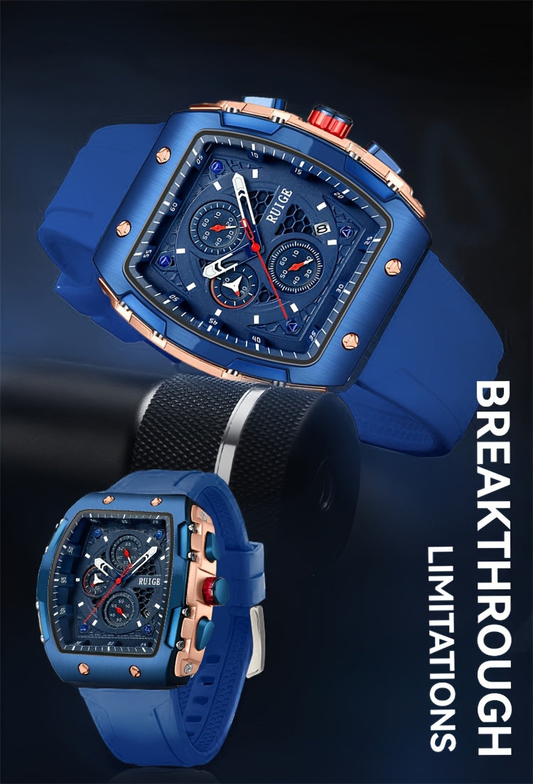 Men's Barrel Quartz Watch with Luminous 1181.1 Inch Date Display, Ideal Gift for Father or Husband for Daily Wear, Sports, and Formal Occasions